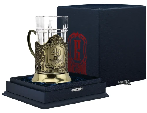 Подстаканник ник. с черн. "45 лет" Подстаканник ник. с черн. "45 лет"