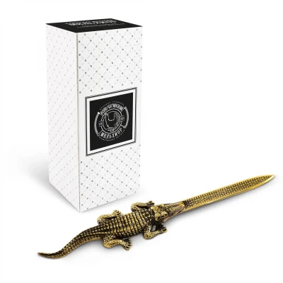 Нож д/писем "Крокодил" латунный с чернением