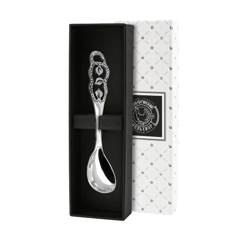 Ложка кофейная "Листопад" латунная посеребренная с чернением Ложка кофейная "Листопад" латунная посеребренная с чернением