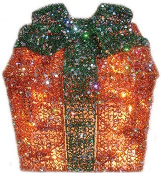 Подарочная коробка со светодиодными лампами внутри 25см / Новогоднее украшение . Подарочная коробка со светодиодными лампами внутри 25см / Новогоднее украшение .