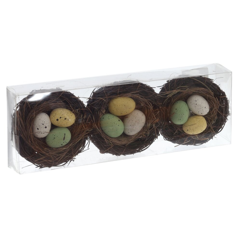 Набор из 3-х изделий декоративных "Гнездо пасхальное" (10*5), L31 W11 H5 см