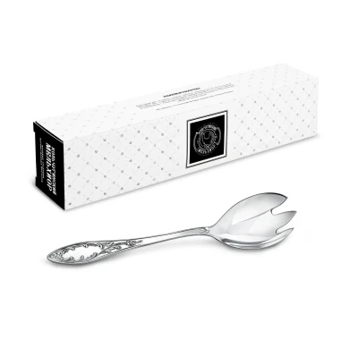 Вилка для салата "Пламя" посеребренная с чернью