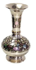 Ваза латунь резная CHUNIYA JALI тёмная цветная эмаль