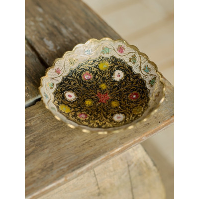 Конфетница латунь резная цветная эмаль h-12 см