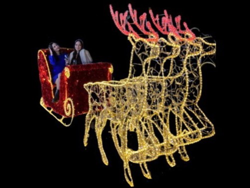 Световая инсталляция 'Сани 'Санта-Клауса с оленями"