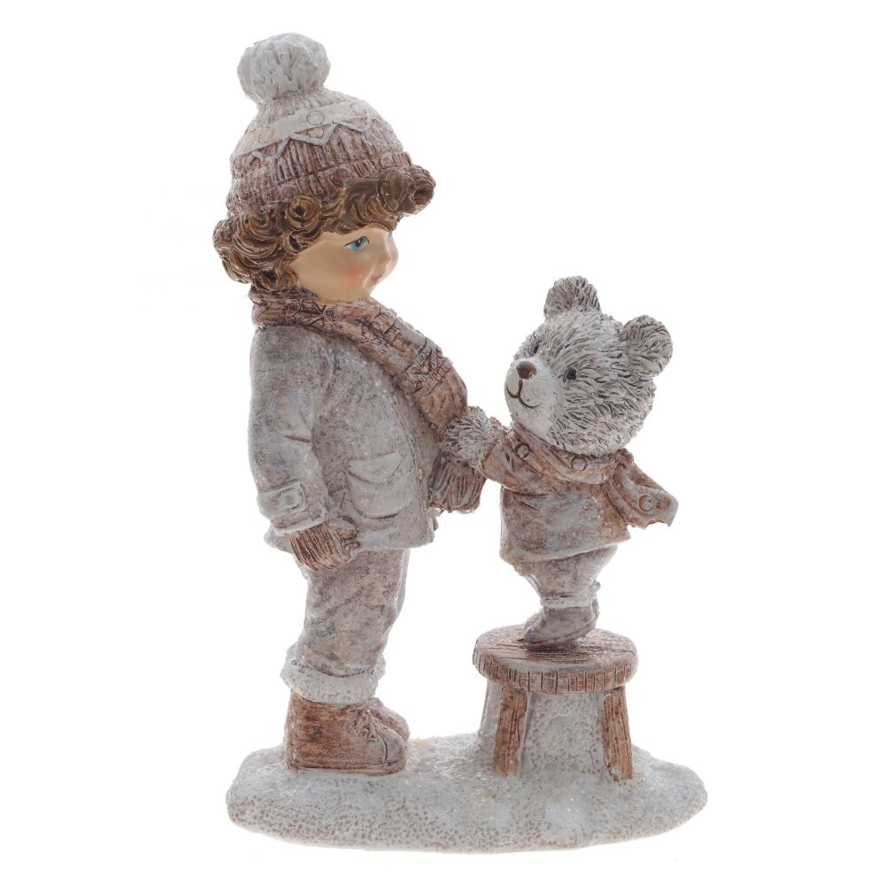 Фигурка декоративная "Мальчик и медвежонок", L9 W4,5 H13,5 см