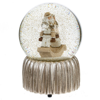 Фигурка музыкальная в стеклянном шаре "Дед Мороз на лошадке" 