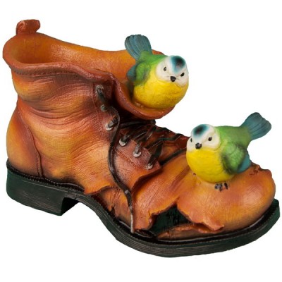 Кашпо декоративное "Башмак с синицами"