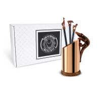 Набор канцелярский "Сафари" медный с чернением 4 предмета (карандашница, 3 карандаша)