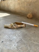 Пепельница "Башмак" латунь резная BIDRI белая эмаль 8702069 l-13 см