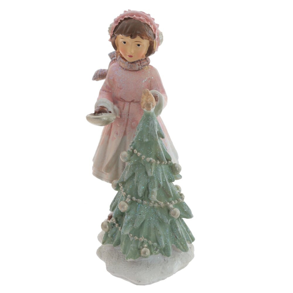 Фигурка декоративная "Девочка и елка", L9 W4 H11,5 см