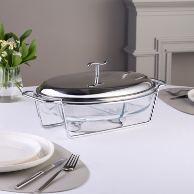 Мармит Agness Овальный 2 Отсека Silver 2,6l