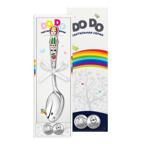 Ложка детская "Маша" посеребренная  с эмалью