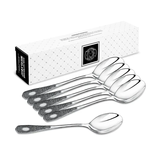 Набор столовых ложек "№1" посеребренный с чернением