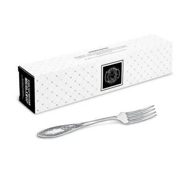 Вилка десертная "Пламя" посеребренная с чернью