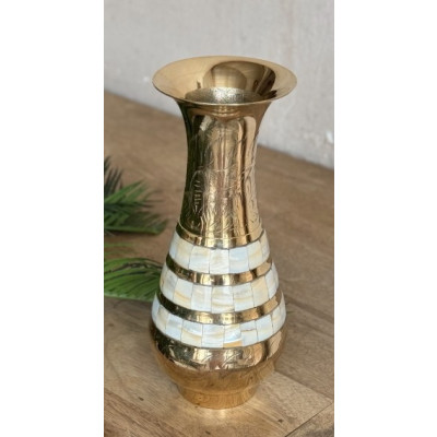 Ваза латунь резная с перламутром 9,25'