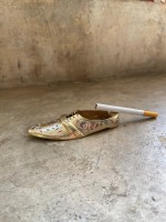 Пепельница "Башмак" латунь резная CHUNIYA JALI белая эмаль 8602069 l-13 см