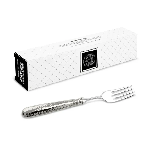 Вилка для рыбы  латунная посеребренная  кованая