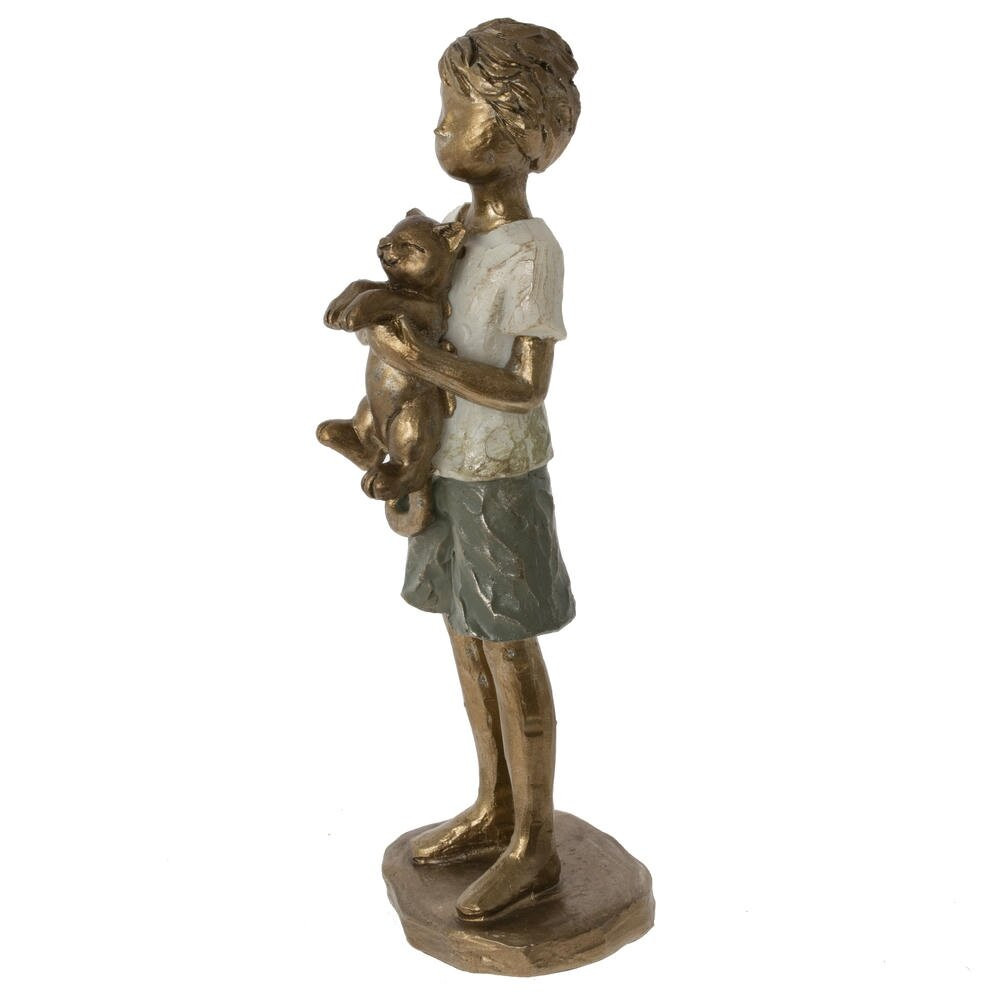 Фигурка декоративная "Мальчик с кошкой", L5,5 W4,5 H16 см