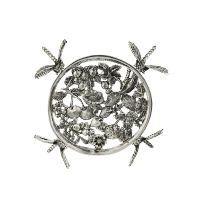 Подставка  под турку "Стрекоза (без ножек)"  посереб. с черн.