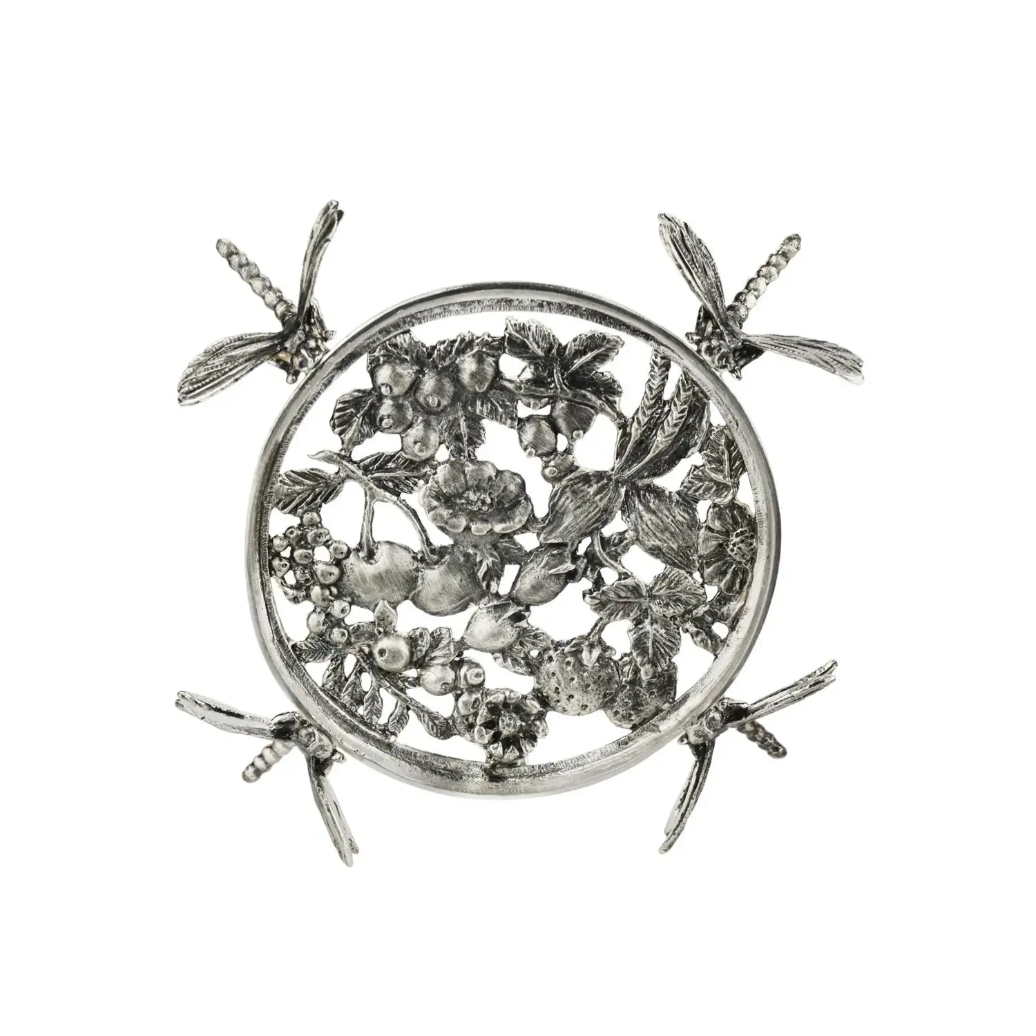 Подставка  под турку "Стрекоза (без ножек)"  посереб. с черн.