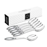 Набор столовых ложек "Пламя" посеребренный с чернением