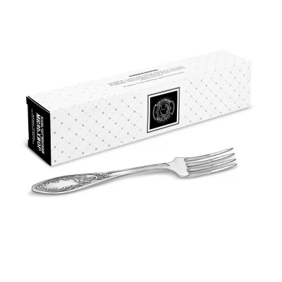 Вилка столовая "Пламя" посеребренная с чернью