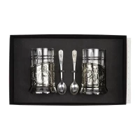 Набор подстаканников "Три богатыря и Витязь" никелированный с чернением