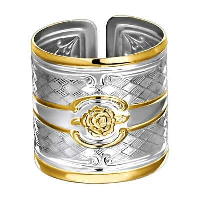 Кольцо д/салфеток Серебряная роза позолоченный рисунок