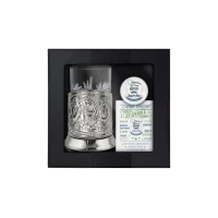 Набор для чая "Русское чаепитие" никелированный с чернением с открыткой и значком "Дедушке"