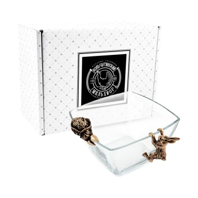 Чаша для орехов "Заяц" медная с чернением