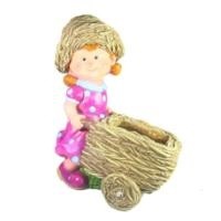 Садовое кашпо "Девочка с тележкой"                