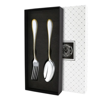 Набор столовый "Капелька": вилка и ложка посеребренный с позолотой