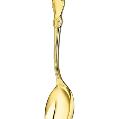 Ложка для салата "Серебряная роза" позолоченная полностью