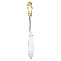 Нож для рыбы цельноштамп. "Серебряная роза" посеребренный с позолотой