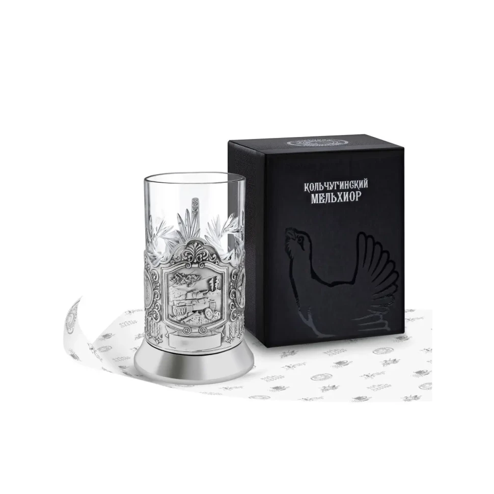 Набор для чая посеребренный "Танк Т-34" Набор для чая посеребренный "Танк Т-34"