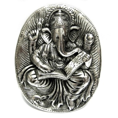 Панно Ганеш с книгой 19х16см алюминий