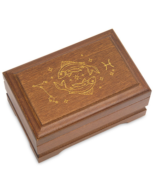 JW-12/10 Шкатулка деревянная "Знак Зодиака - Рыбы"