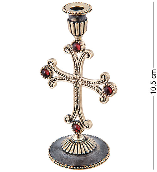 AM-3967 Подсвечник "Крест Канонический" (латунь, янтарь)
