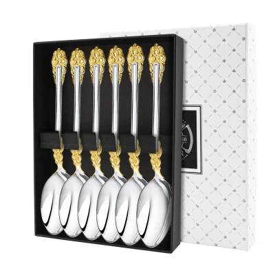 Набор чайной ложки "Праздничный" посеребренный с позолотой