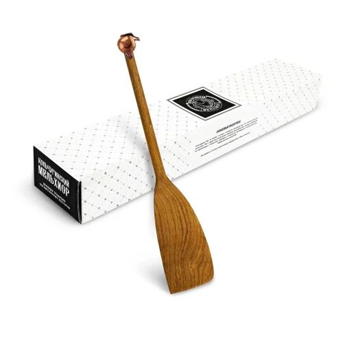 Лопатка  деревянная с медной накладкой широкая "Яблоко"