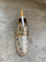 Пепельница "Башмак" латунь резная BIDRI белая эмаль 8202070 l-16 см