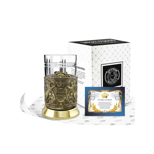 Набор для чая латунный "Глава семьи" с открыткой "Главе семьи"