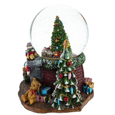 Фигурка декор в стекл шаре "Ёлка" (подсвет, муз, движ, 3хАА н/п), D12 см, L18 W16 H19 см