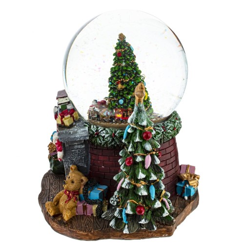 Фигурка декор в стекл шаре "Ёлка" (подсвет, муз, движ, 3хАА н/п), D12 см, L18 W16 H19 см