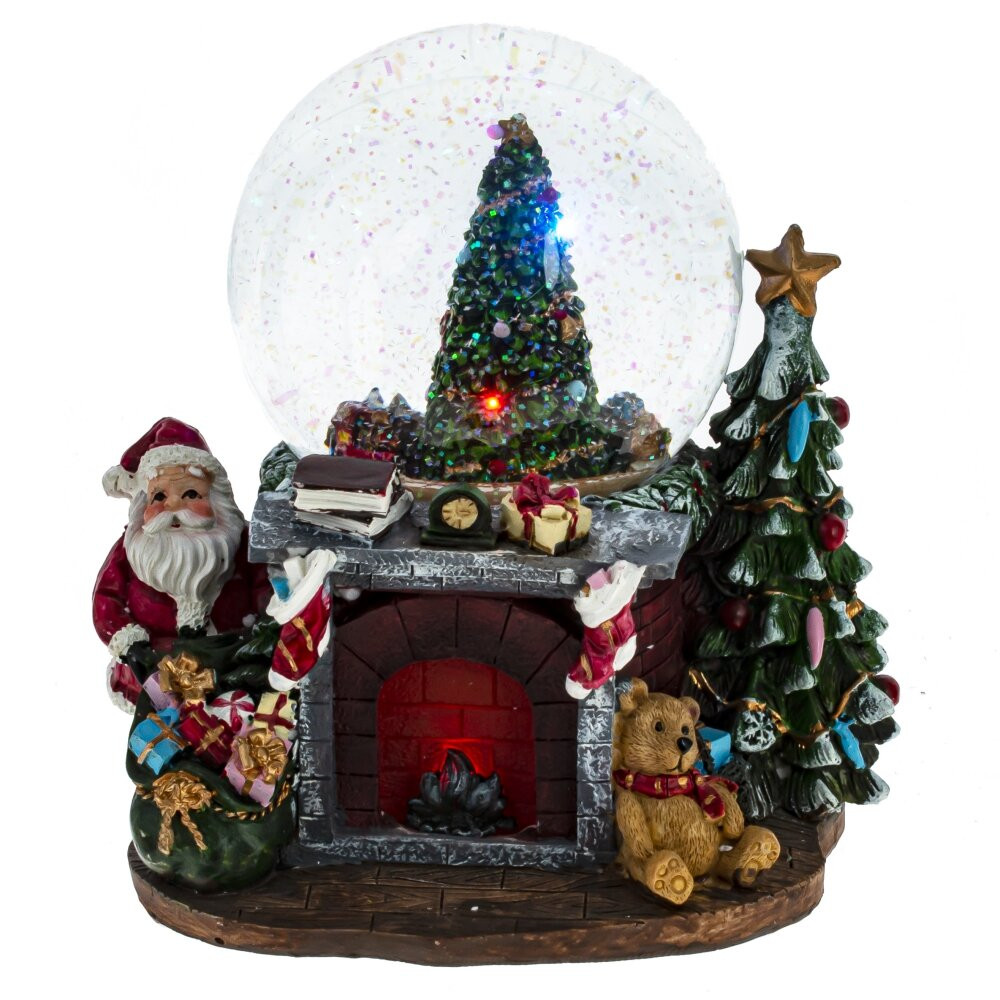 Фигурка декор в стекл шаре "Ёлка" (подсвет, муз, движ, 3хАА н/п), D12 см, L18 W16 H19 см