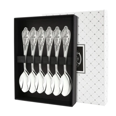 Набор кофейных ложек "Весна" с чернением 6 предметов