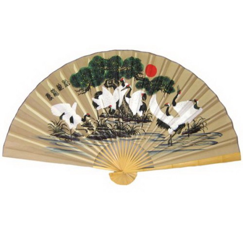 Настенный веер "Белые журавли"