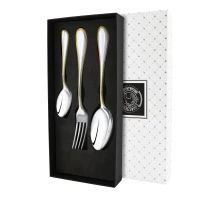 Набор столовый "Капелька": вилка, ложка, чайная ложка посеребренный с позолотой