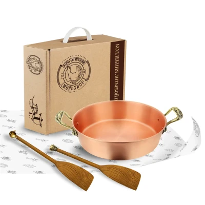 Медный таз с лопатками для варенья "Садовые ягоды" 3 литра